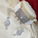 Pooja Bangles Silver Plated American Diamond Pearl Choker Necklace Set