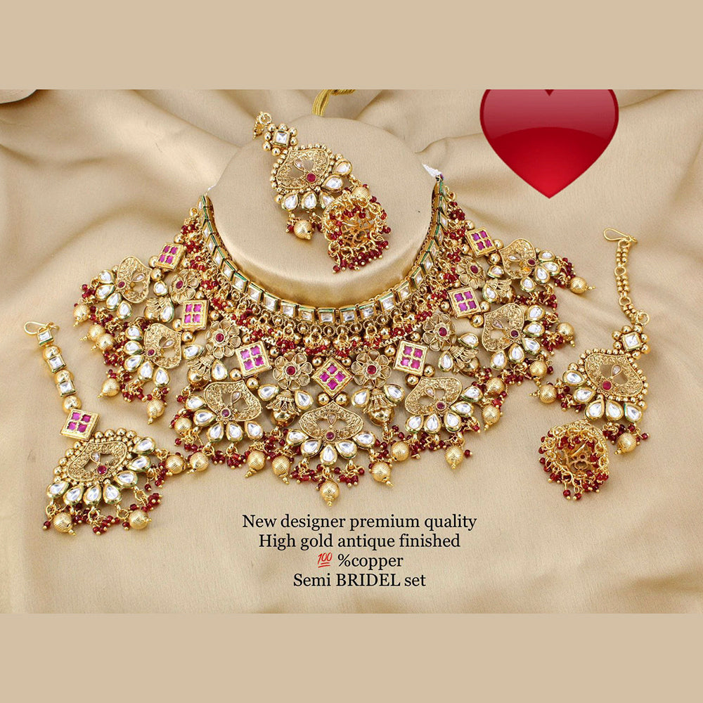 Pooja Bangles Gold Plated Designer Choker Necklace Set