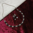 Pooja Bangles Silver Plated Crystal Stone Necklace Set