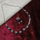 Pooja Bangles Silver Plated Crystal Stone Necklace Set