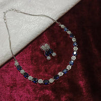 Pooja Bangles Silver Plated Crystal Stone Necklace Set