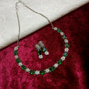 Pooja Bangles Silver Plated Crystal Stone Necklace Set