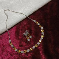 Pooja Bangles Silver Plated Crystal Stone Necklace Set