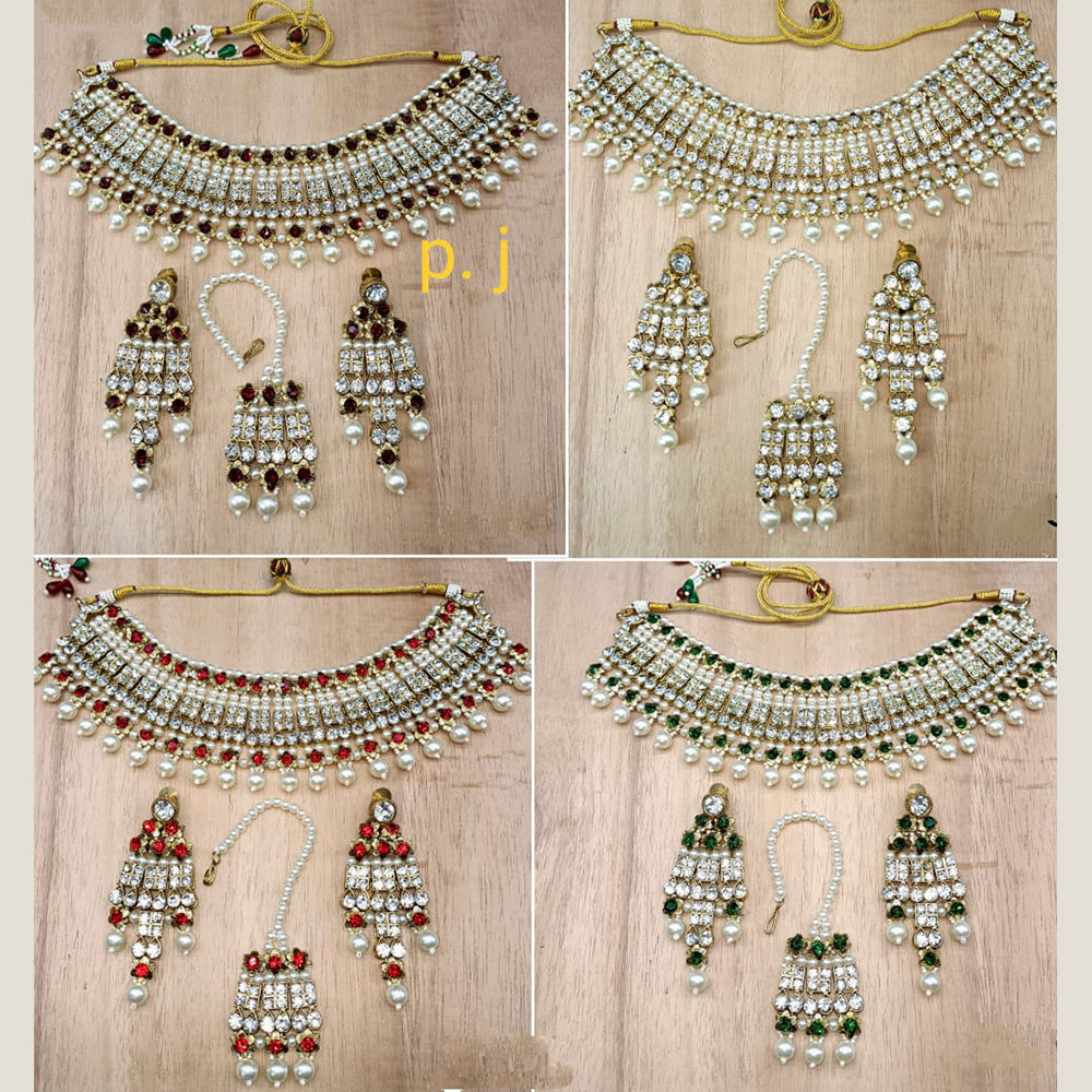 Pooja Bangles Gold Plated Austrian Stone Choker Necklace Set