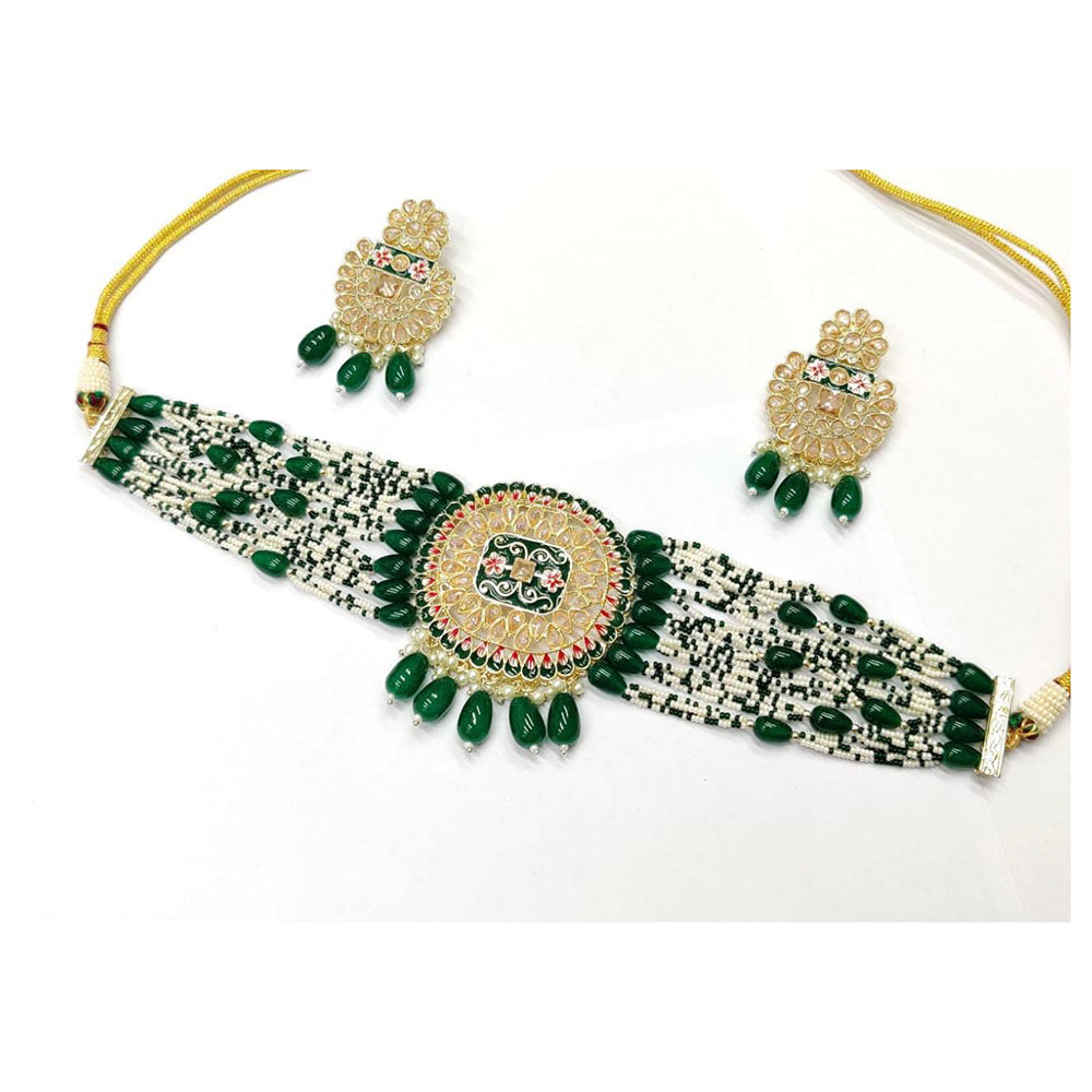 Pooja Bangles Beads And Pearl Choker Necklace Set