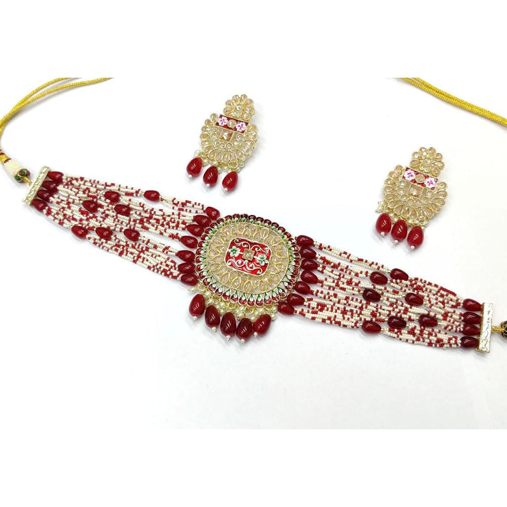 Pooja Bangles Beads And Pearl Choker Necklace Set