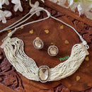 Pooja Bangles Austrian Stone Pearl Choker Necklace Set