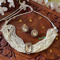 Pooja Bangles Austrian Stone Pearl Choker Necklace Set