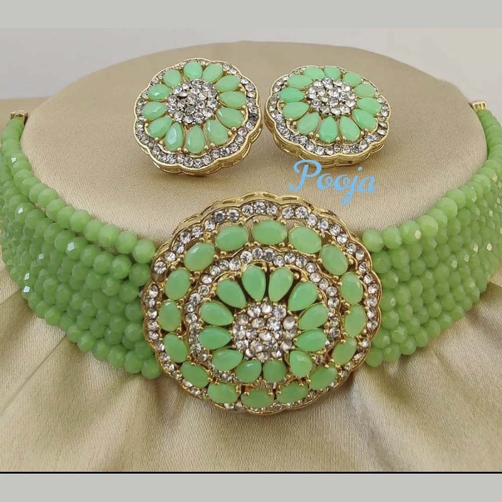 Pooja Bangles Austrian Stone & Beads Choker Necklace Set