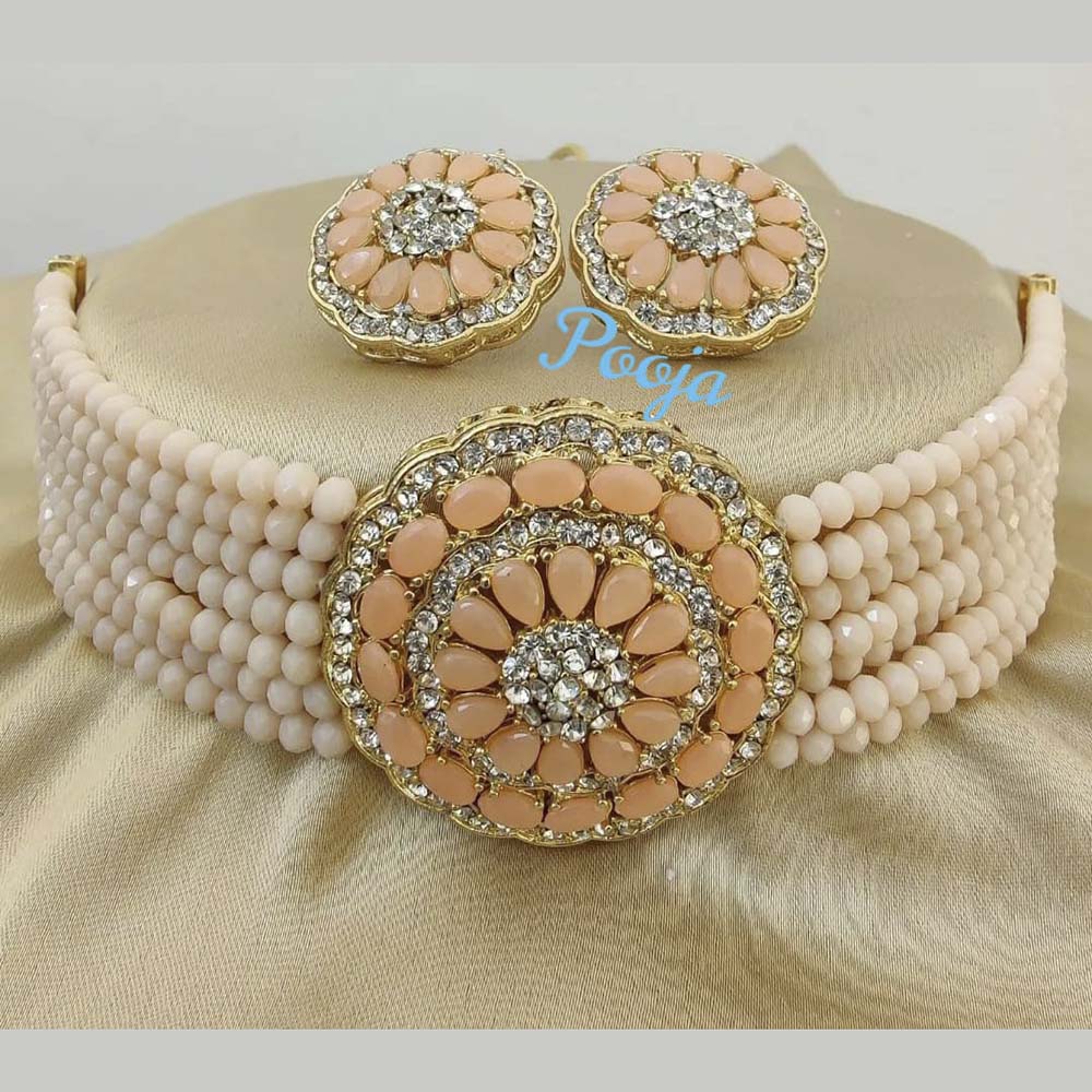 Pooja Bangles Austrian Stone & Beads Choker Necklace Set