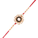 Etnico Gold Plated Ethnic Designer Pearl Kundan Rakhi Bracelet for Brother/Men (R004)