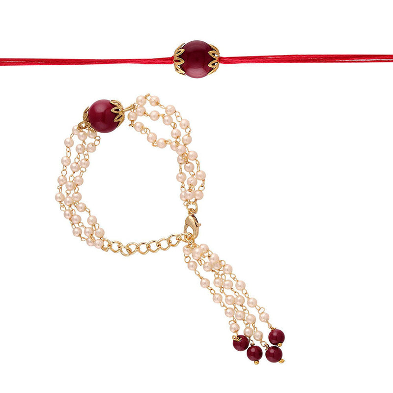 Etnico Designer Bhaiya Bhabhi Hanging Lumba Rakhi Combo Set for Rakshabhandan Special (R009-CO)