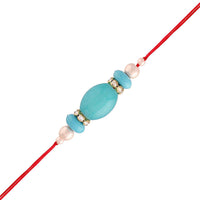 Etnico Gold Plated Ethnic Designer Pearl Beads Rakhi Bracelet for Brother/Men (R020-R)