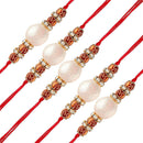 Etnico Ethnic Designer Pearl Stone Combo Rakhi Bracelet for Men/Brother/ Bhaiya (Pack of 5)(R021-5)