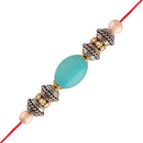 Etnico Gold Plated Ethnic Designer Pearl Rakhi Bracelet for Brother/Men (R053-R)