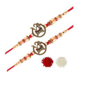 Etnico Ethnic OM Designer Pearl Studded Rakhi Bracelet with Roli Chawal for Men/Brother/ Bhaiya (R058-2) (Pack of 2)