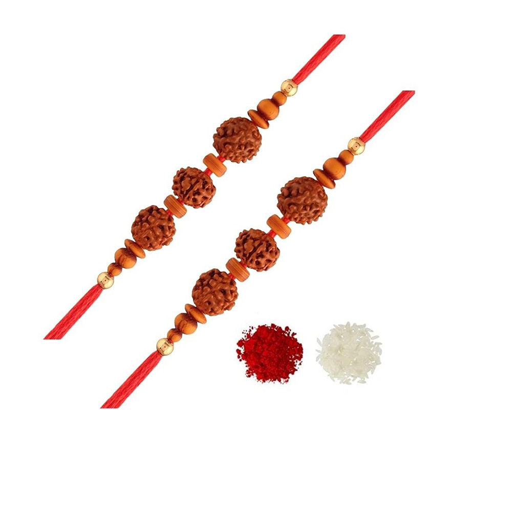 Etnico Ethnic Rudraksha Rakhi Bracelet with Roli Chawal for Men/Brother/ Bhaiya (R060-2) ( Pack of 2)