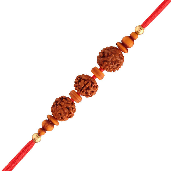 Etnico Ethnic Rudraksha Rakhi Bracelet with Roli Chawal for Men/Brother/ Bhaiya (R060-R) ( Pack of 1)