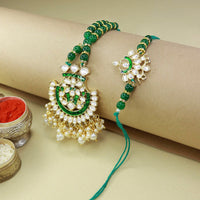 Etnico Designer Bhaiya Bhabhi Hanging Lumba Rakhi Combo Set for Rakshabhandan (R066G-CO)