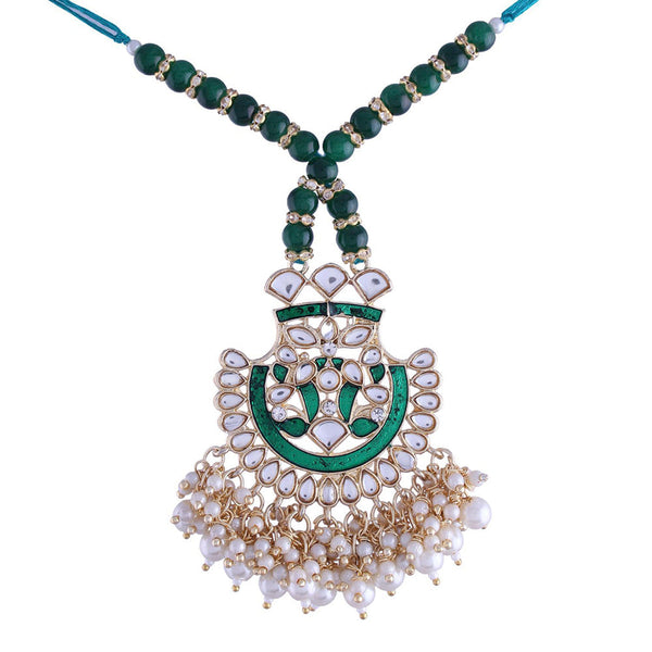 Etnico Designer Enamel Pearl Hanging Lumba Rakhi for Rakshabhandan Special (R066G-L)