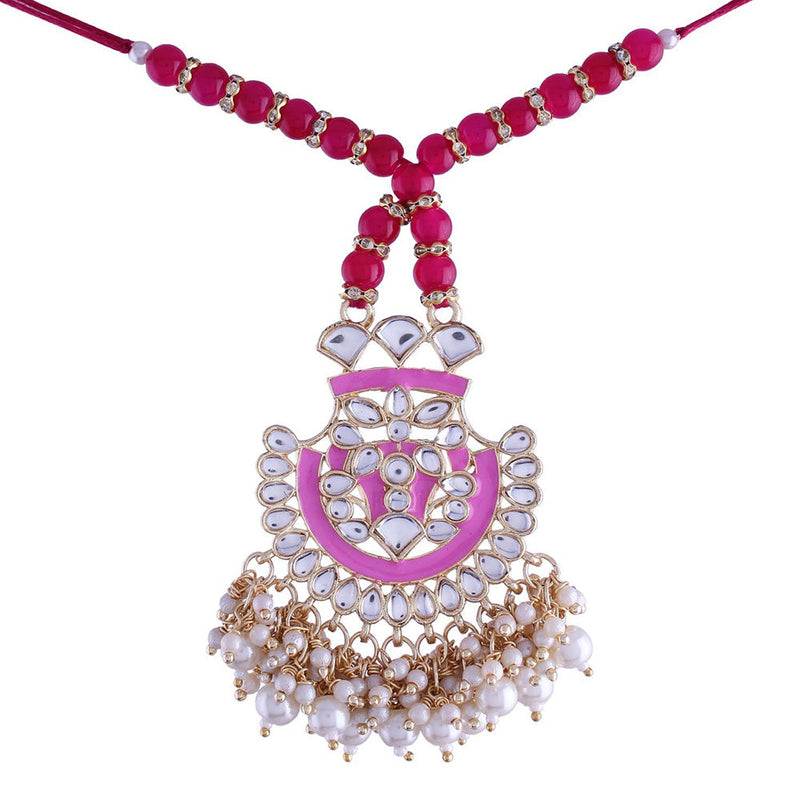 Etnico Designer Enamel Pearl Hanging Lumba Rakhi for Rakshabhandan Special (R066Pi-L)