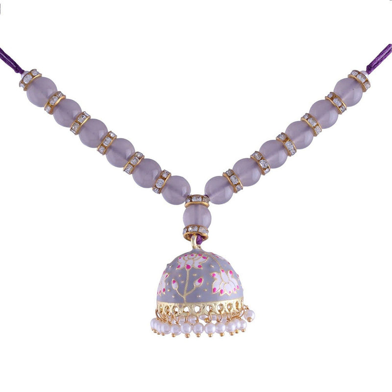 Etnico Gold Plated Designer Enamel Jhumka Pearl Hanging Lumba Rakhi for Bhabhi (R067Gr-L)