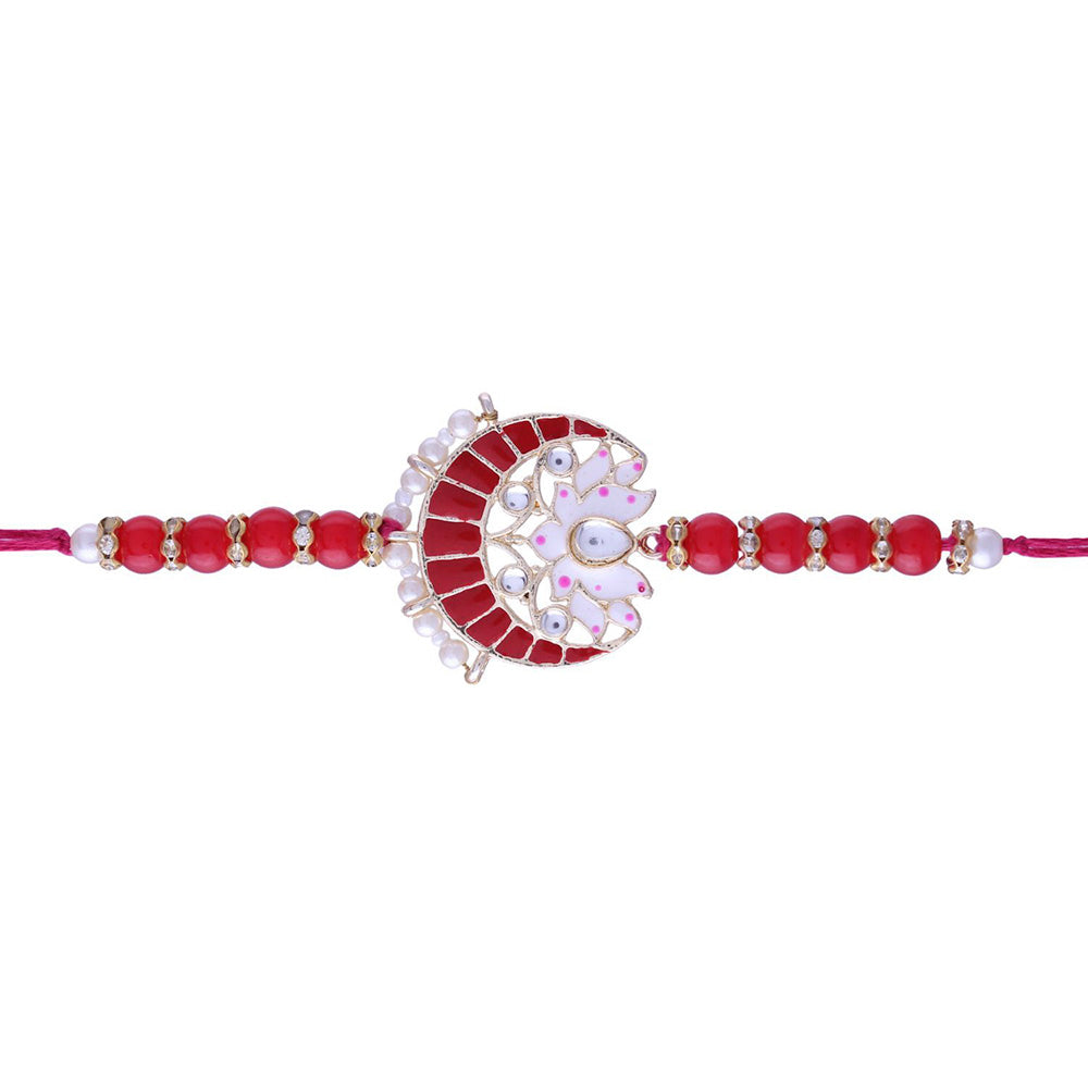 Etnico Rakshabhandan Special Designer Meenakari Pearl Rakhi for Brother/Men (R074R)