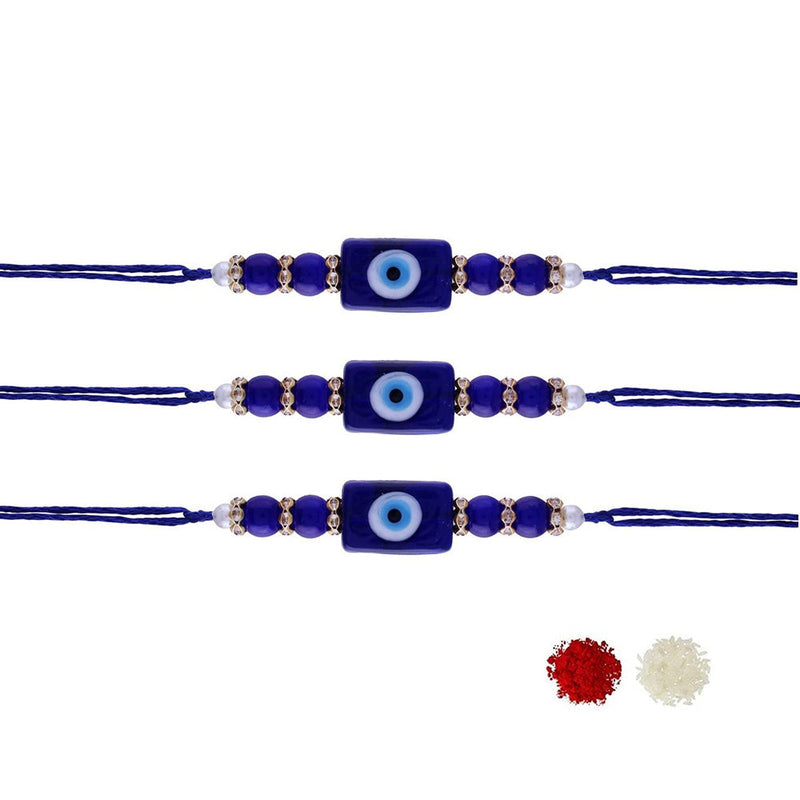 Etnico Ethnic Designer Pearl Beads Studded Rakhi Bracelet for Men/Brother/ Bhaiya for Rakshabhandan (R077BI-3)Pack of 3 Rakhi