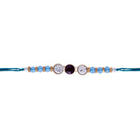 Etnico Ethnic Designer Pearl Beads Studded Rakhi Bracelet with Roli Chawal for Brother/Men (R084Sb)