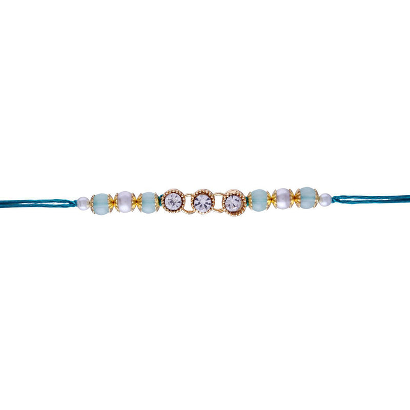 Etnico Ethnic Designer Pearl Beads Studded Rakhi Bracelet with Roli Chawal for Brother/Men (R085Min)