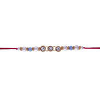 Etnico Ethnic Designer Pearl Beads Studded Rakhi Bracelet with Roli Chawal for Brother/Men (R085Sb)