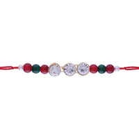 Etnico Ethnic Designer Pearl Beads Studded Rakhi Bracelet with Roli Chawal for Brother/Men (R087)