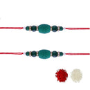 Etnico Ethnic Designer Pearl Beads Studded Rakhi Bracelet with Roli Chawal for Brother/Men (R090G-2)Pack of 2 Rakhi