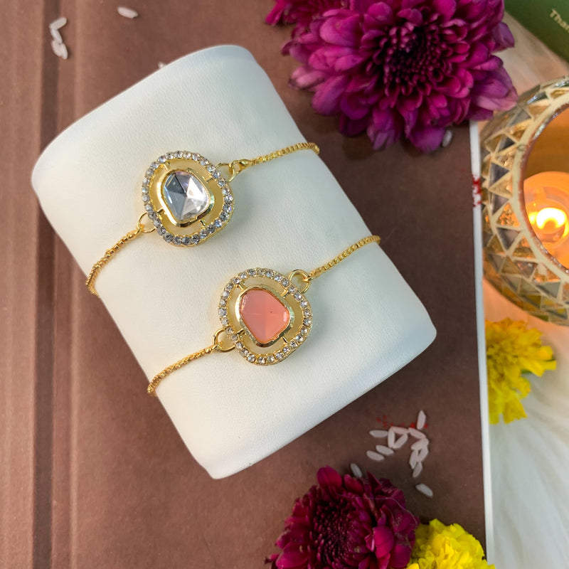 precious beads kundan flower bracelet Rakhi for bhabhi, sister | Buy Online Bracelet  Rakhi