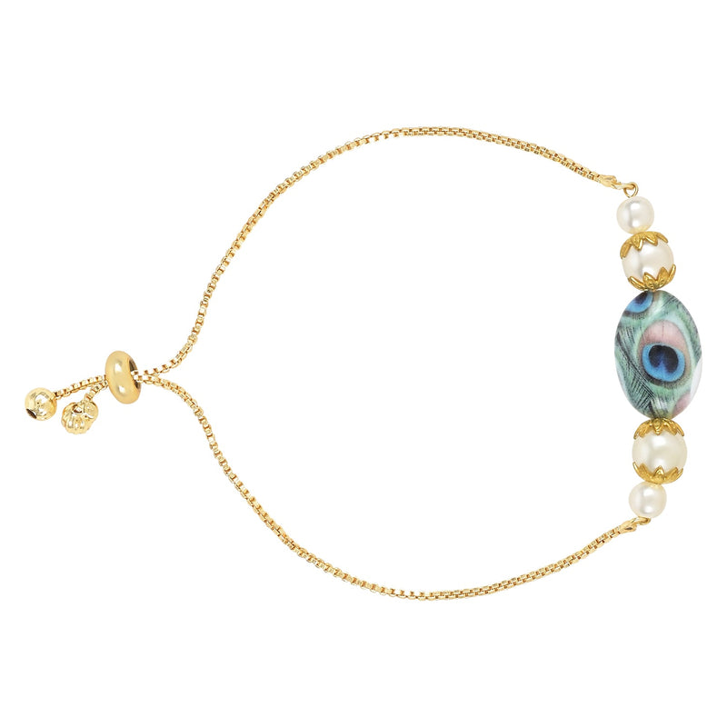 Etnico I Jewels Rakshabandhan Designer Pearl Lumba Bracelet Rakhi with Adjustable Pull Chain For Bhabhi/Sister (R103-L)