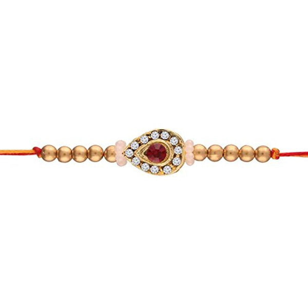 Etnico Gold Plated Stone Studded Rakhi For Men (R612-R)