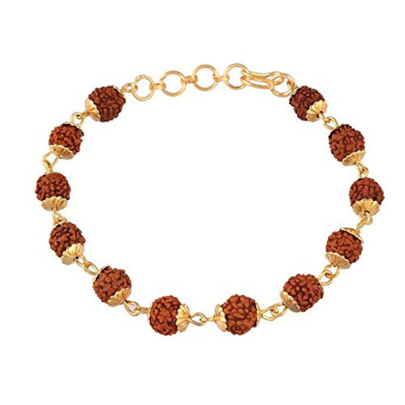 Etnico Gold Plated Rudraksha Bracelet for Men (R614)