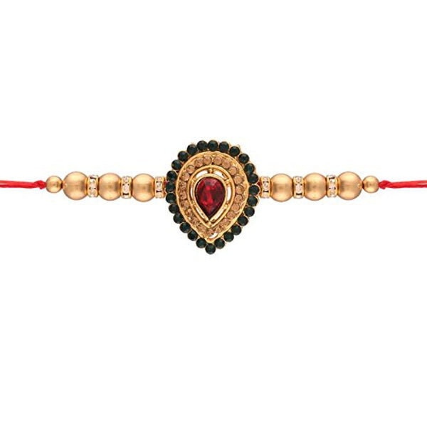 Etnico Gold Plated Stone Studded Rakhi For Men (R616-R)