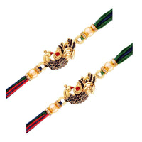 Etnico 18k Gold Plated Designer Multi-colour Peacock Rakhi for Men/Brother (R702-2N) (Pack of 2)