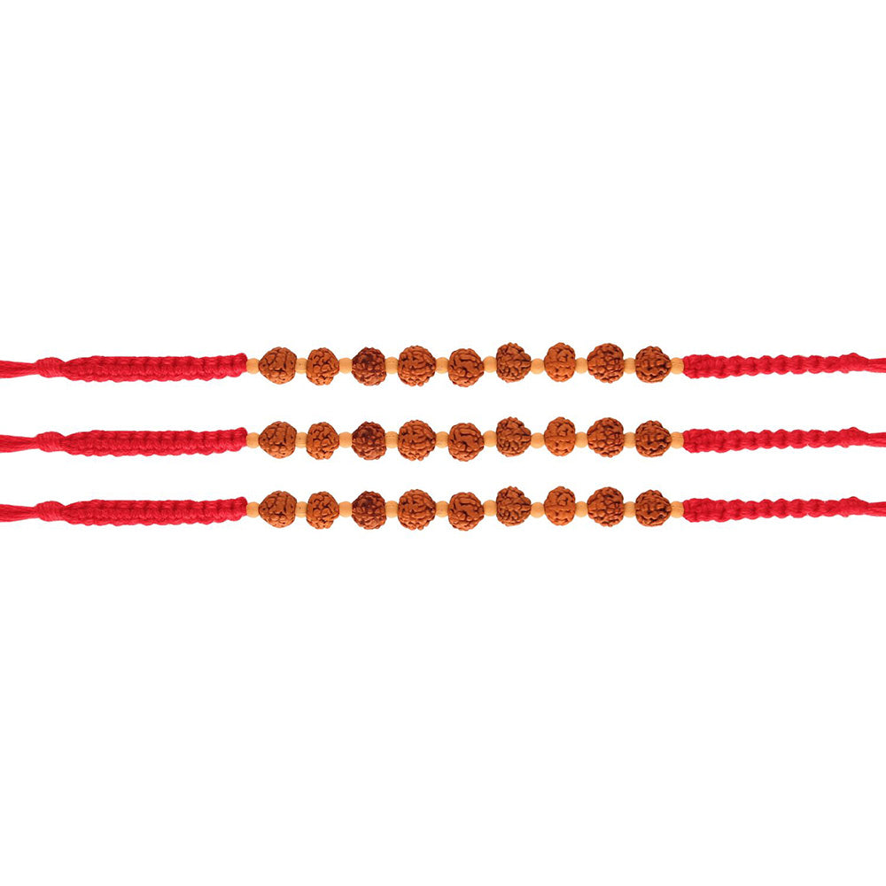 Etnico Ethnic Rudraksha Rakhi Bracelet for Men/Brother/ (R722-3) (Pack of 3 Pcs)