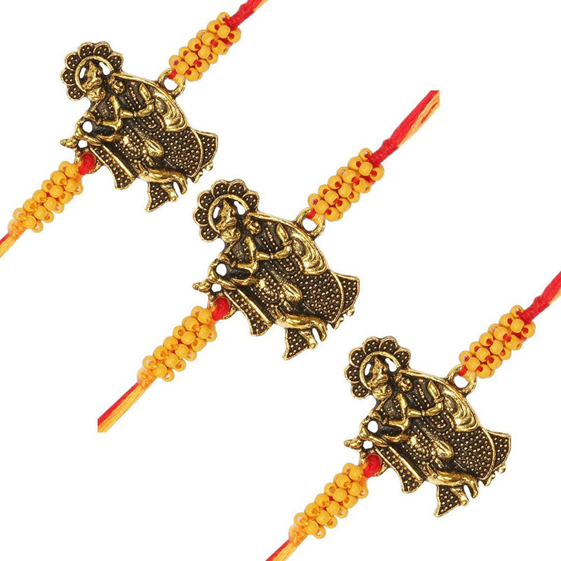 Etnico Gold Plated Metal Rakhi Bracelets for Boys & Kids Rakshabandhan Special (R950-3) (Pack of 3)