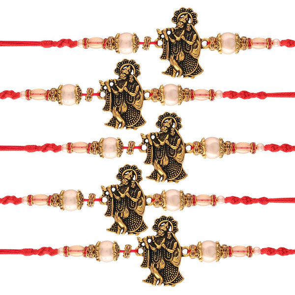 Etnico Gold Plated Metal Rakhi Bracelets for Boys & Kids Rakshabandhan Special (R950-5)