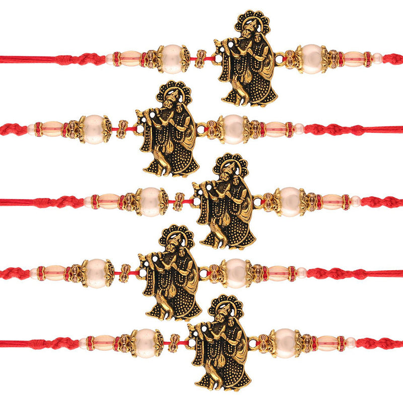 Etnico Gold Plated Metal Rakhi Bracelets for Boys & Kids Rakshabandhan Special (R950-5)