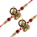 Etnico Gold Plated Metal Bal Gopal Rakhi Bracelets for Boys & Kids (R952-2) (Pack of 2)