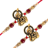 Etnico Gold Plated Metal Bal Gopal Rakhi Bracelets for Boys & Kids (R952-2) (Pack of 2)