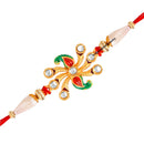 Mahi Gold Plated Gleaming Crystal Designer Rakhi Bracelet with meena work and crystal stones for beloved brothers RA1100595G