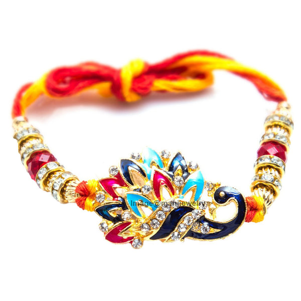 Mahi Elegant Peacock Rakhi with Crystal for Beloved Brother RA1100628G