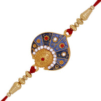 Mahi Exclusive Designer Meenakari Work Rakhi with Crystal for Beloved Brothers (RA1100641G)