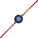 Mahi Blue Meenakari Work and White Crystal Round Rakhi for Bhaiya (RA1100642G)