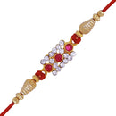 Mahi Pink and White Crystals Rectangular Rakhi for Brother (RA1100647G)